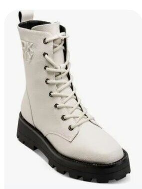 DKNY platform lace up boots size 7 color off white,  cream